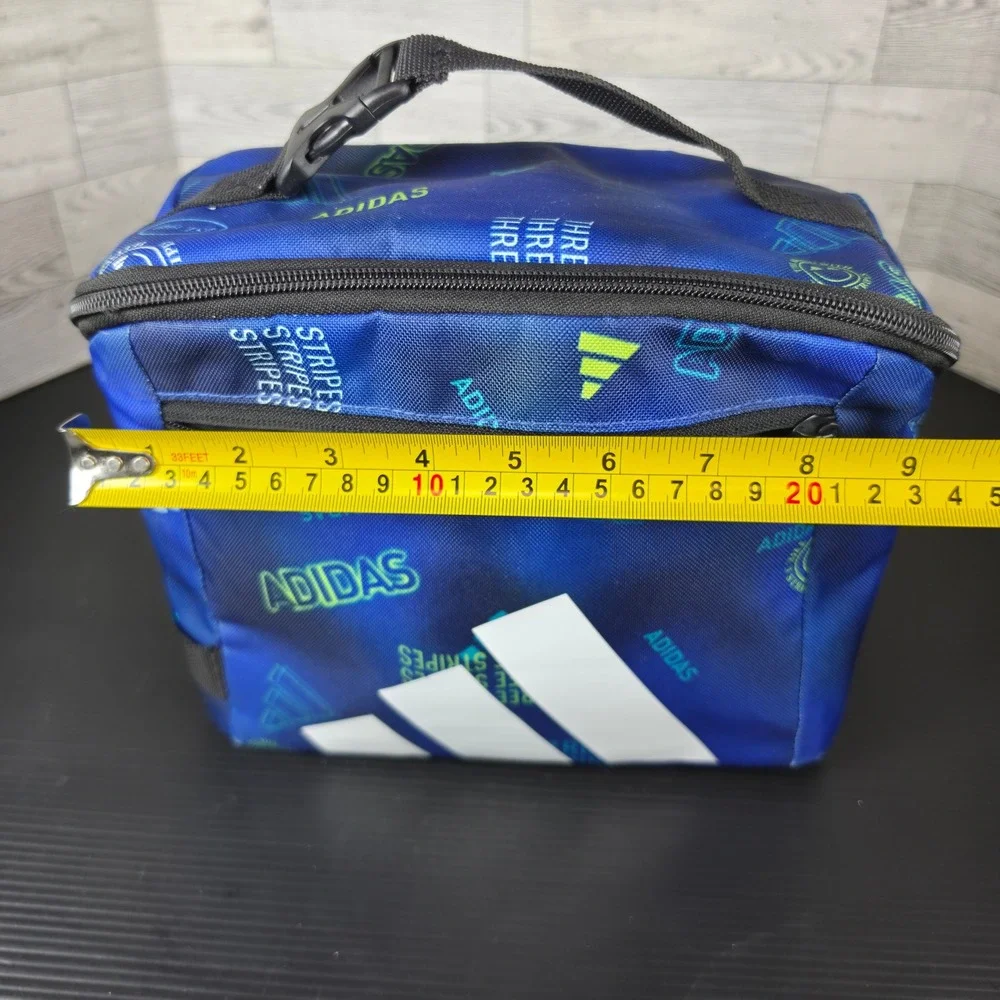Adidas Insulated Lunch Bag Blue All Over Print Three Stripes Logo School Travel